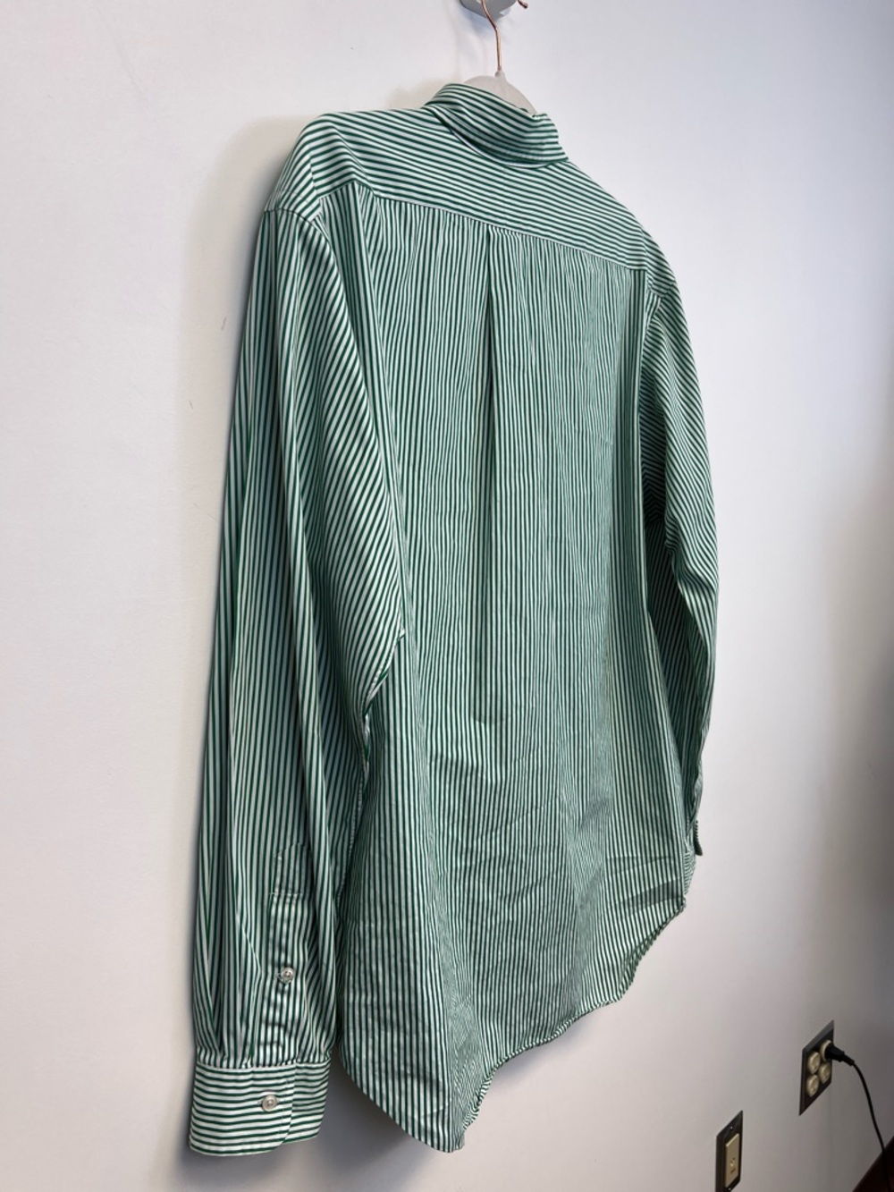 Ralph Lauren Blue Label Green White Vertical Striped Button-Down Shirt Size L - Picture 11 of 11